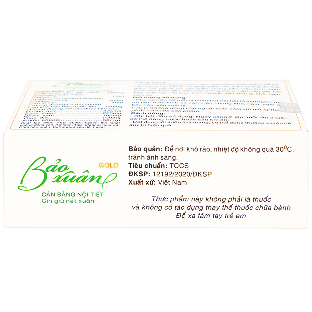 Hình ảnh Viên uống Bảo Xuân Gold Nam Dược bổ sung phytoestrogen, cân bằng nội tiết tố nữ (3 vỉ x 10 viên)