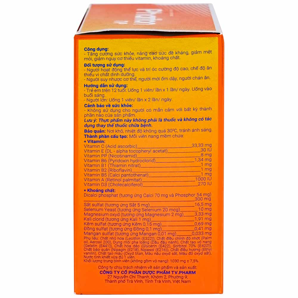 Hình ảnh Viên uống Phariton TVPharma hỗ trỡ tăng cường sức khỏe, nâng cao sức đề kháng (12 vỉ x 5 viên)
