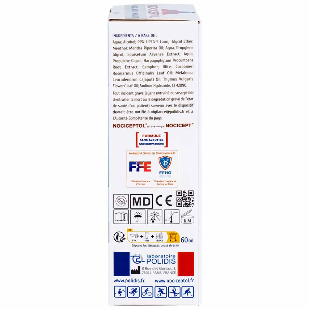 Hình ảnh Gel bôi ngoài da Nociceptol Gel giảm đau, nhức, mỏi cơ, xương, khớp, chấn thương, giảm bầm tím, sưng nề (60ml)