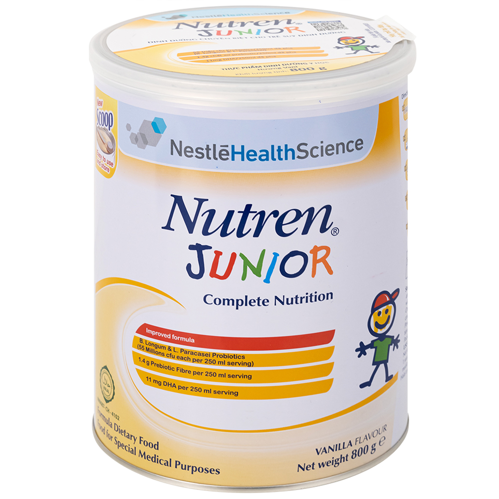 Sữa bột Nutren Junior 800g Nestlé bổ sung hoặc thay thế bữa ăn hàng ngày cho trẻ suy dinh dưỡng