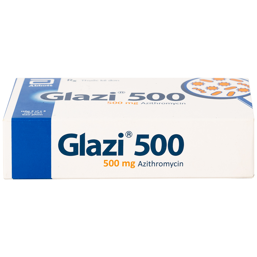 Hình ảnh Thuốc Glazi 500 Abbott điều trị viêm xoang cấp, viêm tai giữa cấp, viêm họng, viêm amidan (2 vỉ x 3 viên)