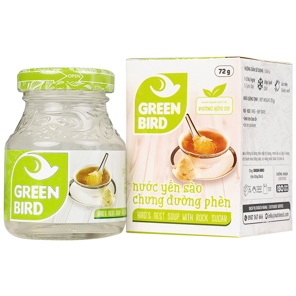 Nước Yến Sào chưng đường phèn Greenbird bồi bổ cơ thể, ngăn ngừa lão hóa (72g)