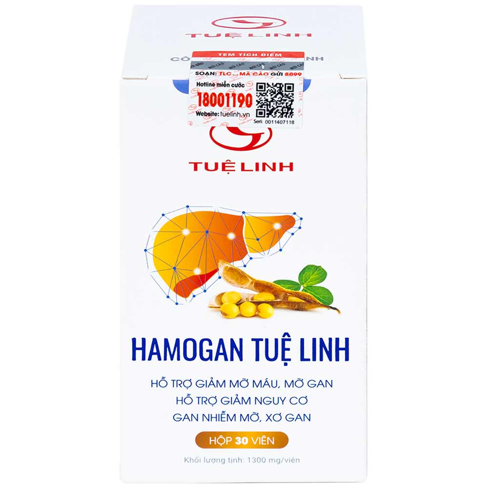 Hình ảnh Viên uống giải độc gan Hamogan Tuệ Linh hỗ trợ giảm mỡ máu, mỡ gan (30 viên)