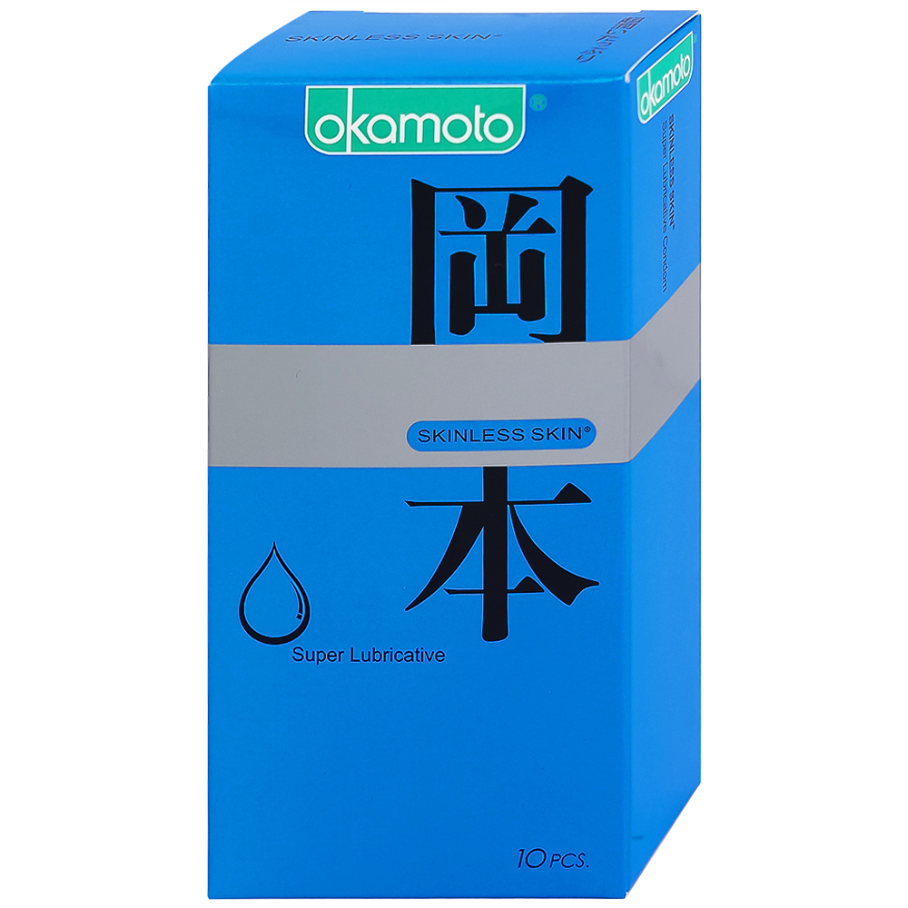 Bao cao su Okamoto Skinless skin super lubricative siêu mỏng, dẻo dai và mềm mại (10 cái)