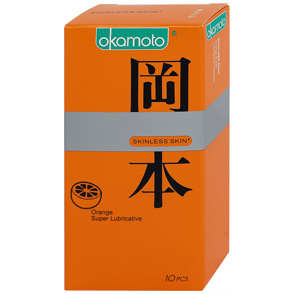 Bao cao su Okamoto Skinless skin Orange mềm mại, dẻo dai (10 cái)