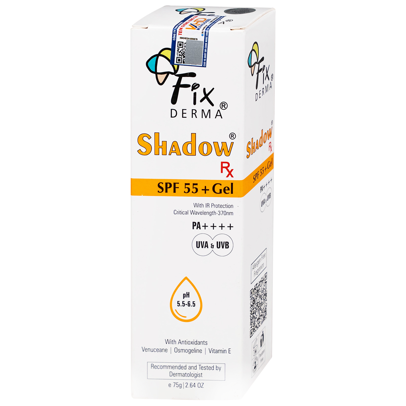 Hình ảnh Kem chống nắng Fixderma Shadow SPF 55+ Gel 75g giúp bảo vệ da khỏi tác động của ánh nắng và tia IR