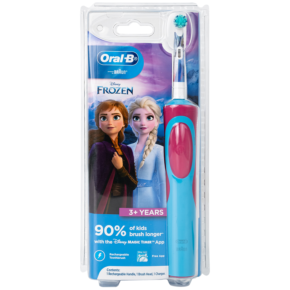 Bàn chải đánh răng trẻ em sạc điện Oral-B Vitality D12 Disney Frozen giúp làm sạch mảng bám trên răng một cách toàn diện