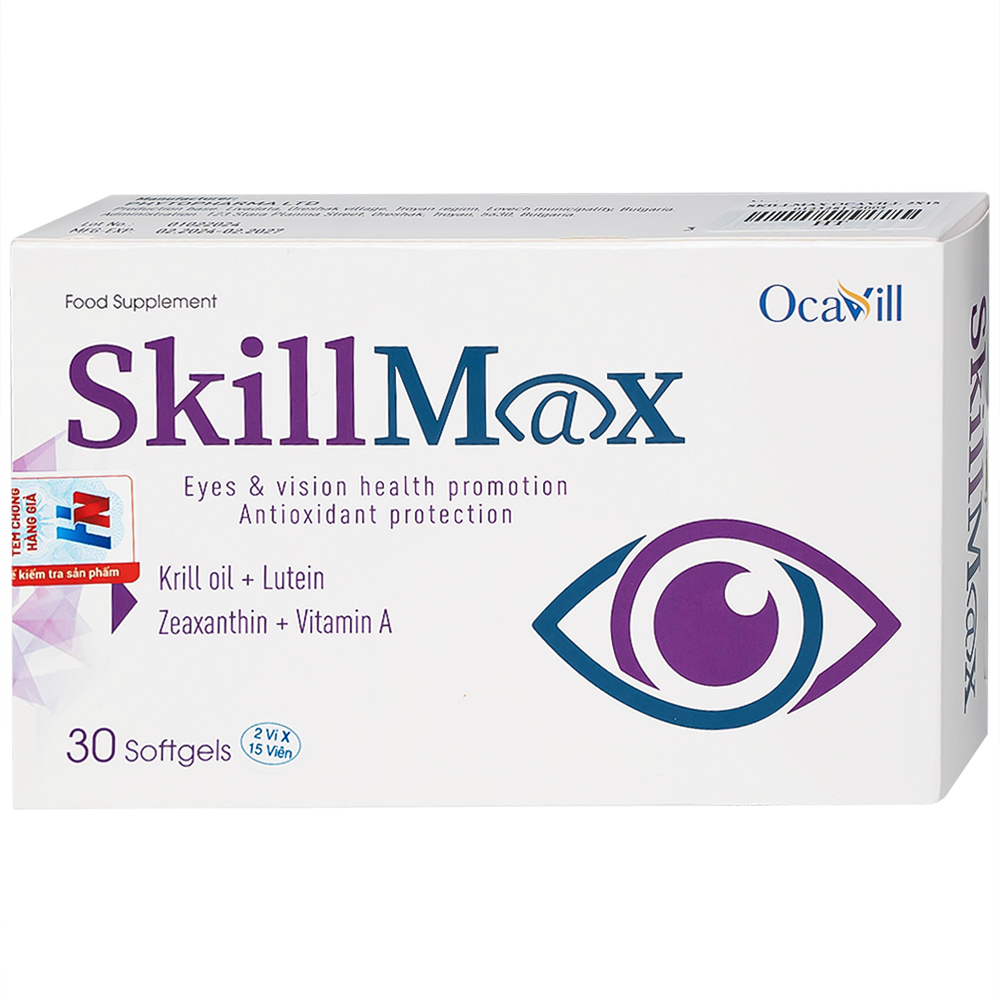 Viên uống SkillMax Ocavill hỗ trợ tăng cường thị lực, cải thiện các triệu chứng khô mắt, mỏi mắt (2 vỉ x 15 viên)