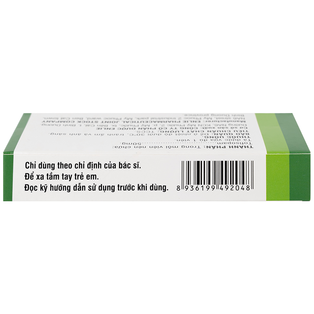 Hình ảnh Thuốc Diropam 50mg Enlie điều trị triệu chứng đau thắt ngực giả, tiền mê sảng (2 vỉ x 10 viên)