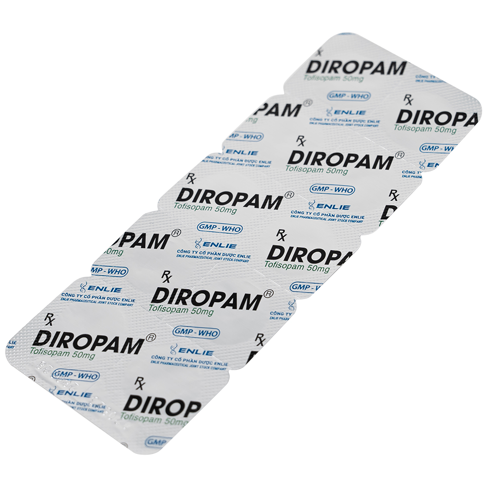 Hình ảnh Thuốc Diropam 50mg Enlie điều trị triệu chứng đau thắt ngực giả, tiền mê sảng (2 vỉ x 10 viên)