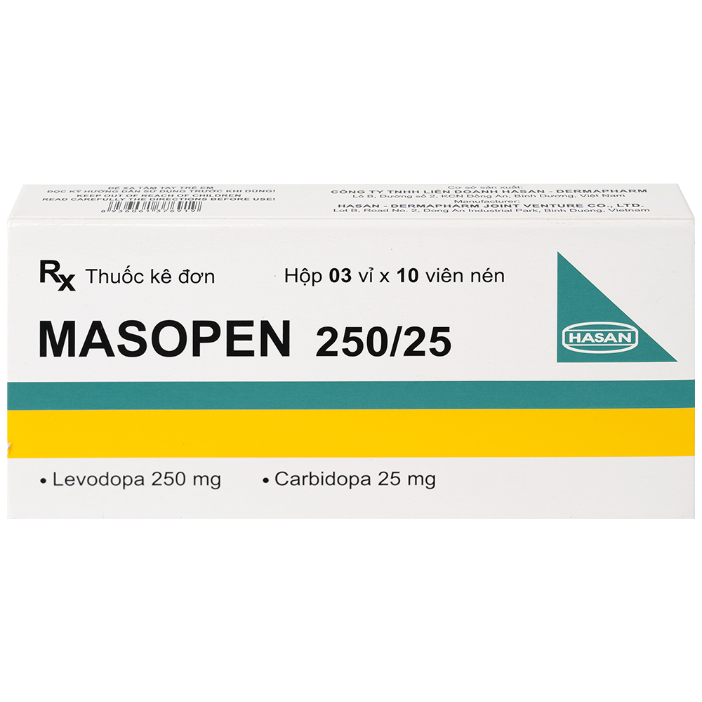 Hình ảnh Thuốc Masopen 250/25 Hasan điều trị triệu chứng bệnh parkinson (3 vỉ x 10 viên)