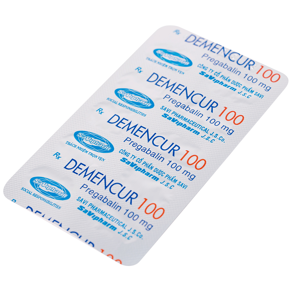 Hình ảnh Thuốc Demencur 100 DaviPharm điều trị đau thần kinh trung ương và ngoại vi (3 vỉ x 10 viên)