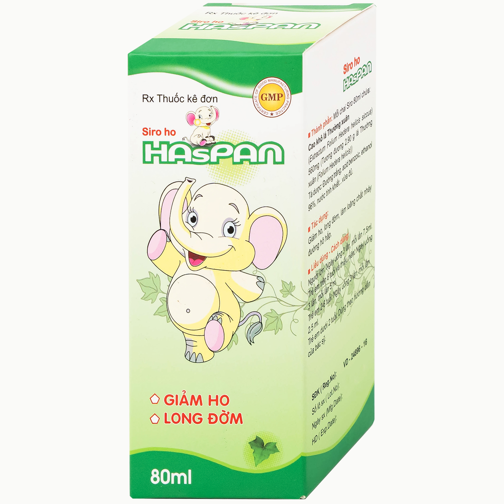 Hình ảnh Siro ho Haspan 80ml giảm ho, long đờm, điều trị viêm đường hô hấp cấp có kèm ho