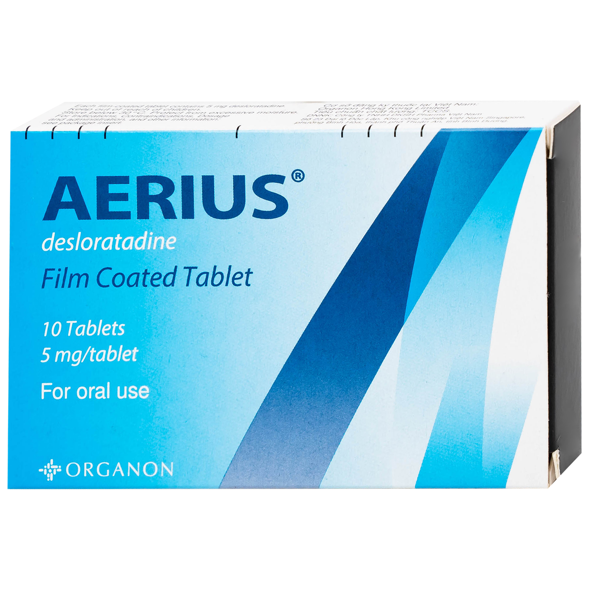 Thuốc Aerius 5mg Organon giảm viêm mũi dị ứng, mày đay (1 vỉ x 10 viên)