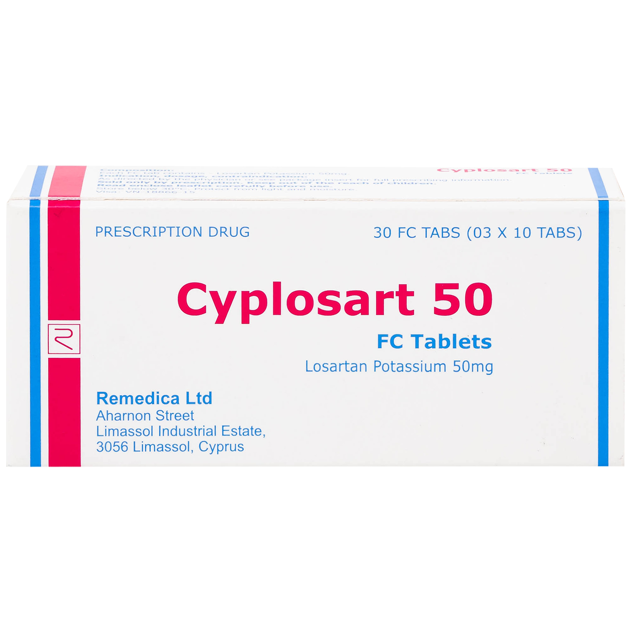 Hình ảnh Thuốc Cyplosart 50 Remedica điều trị tăng huyết áp (3 vỉ x 10 viên)