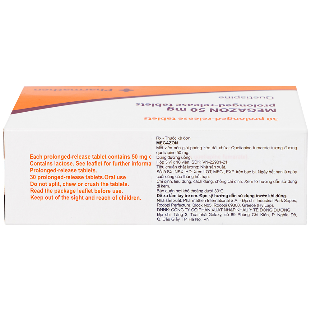 Hình ảnh Thuốc Megazon 50mg prolonged-release tablets Pharmathen điều trị tâm thần phân liệt (3 vỉ x 10 viên)