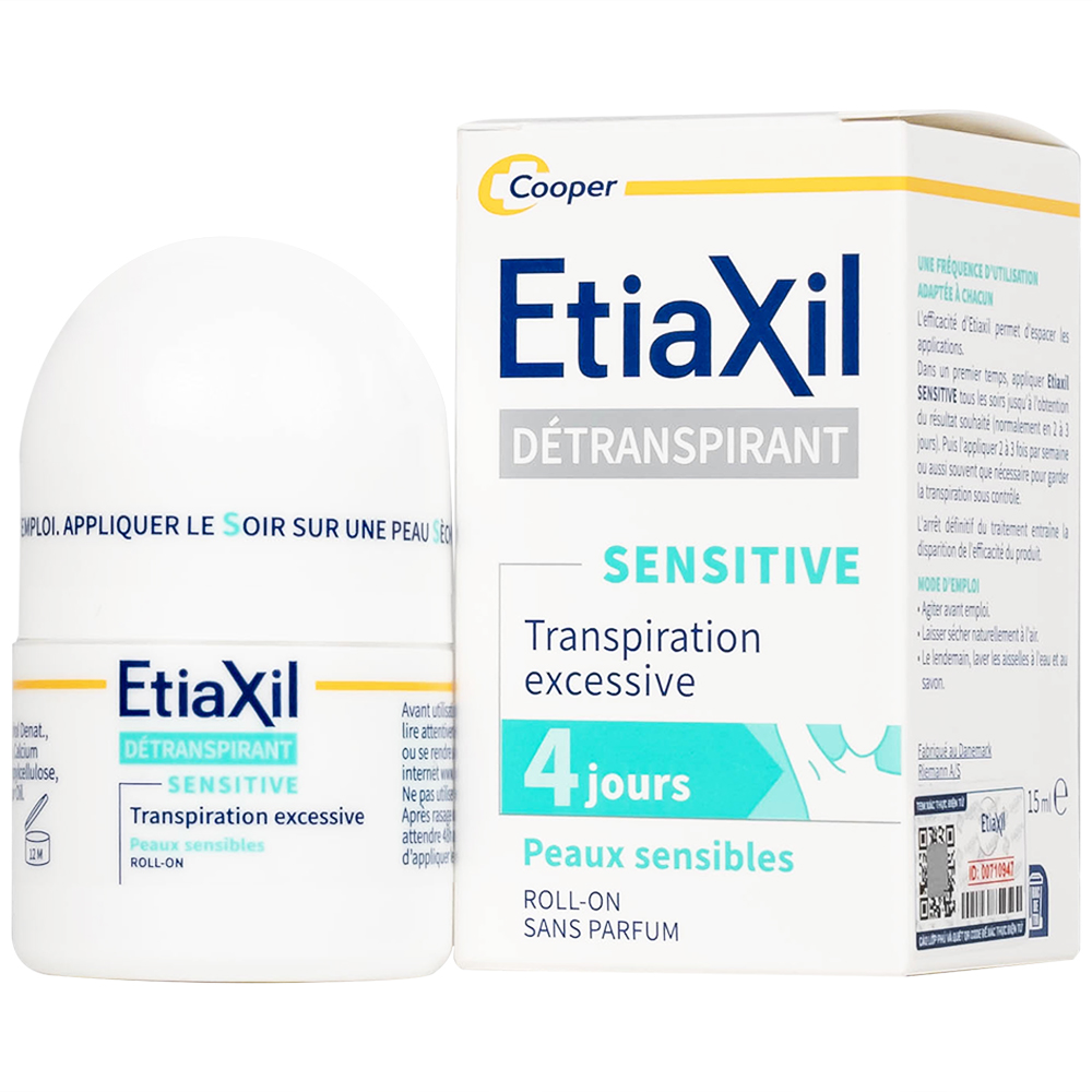 Lăn khử mùi EtiaXil Detranspirant Aisselles Peaux Sensibles chống mùi đặc trị dành cho da nhạy cảm (15ml)