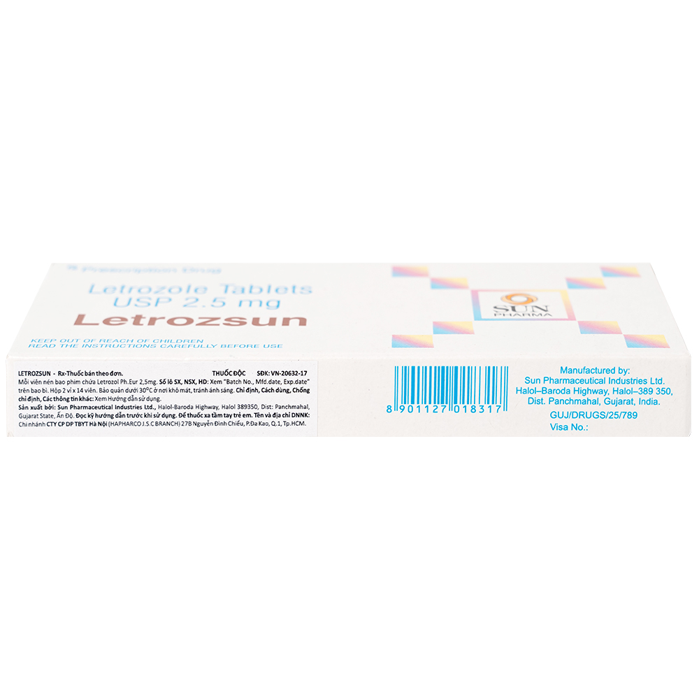 Hình ảnh Thuốc Letrozsun 2.5mg Sun Pharma hỗ trợ điều trị ung thư vú (2 vỉ x 14 viên)