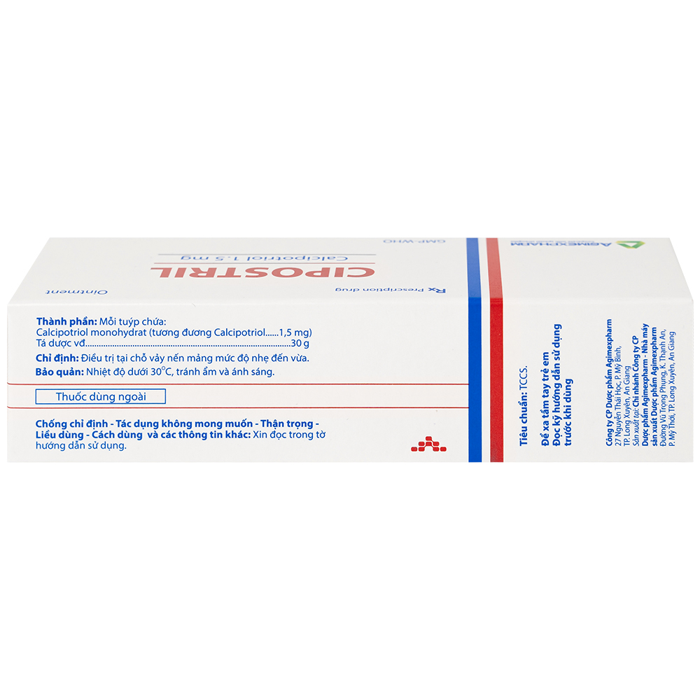 Hình ảnh Thuốc mỡ Cipostril 1.5mg Agimexpharm điều trị tại chỗ vảy nến mảng mức độ nhẹ đến vừa (30g)