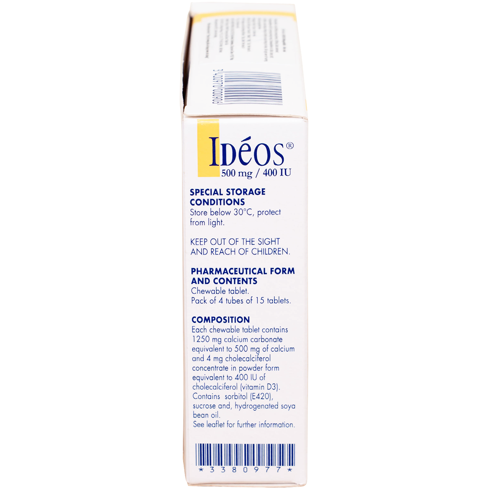 Hình ảnh Thuốc Idéos 500mg/400IU Innotech bổ sung Vitamin D và Canxi, điều trị bệnh loãng xương (4 tuýp x 15 viên)