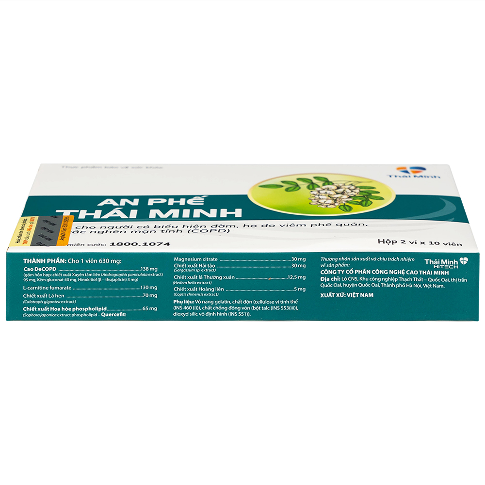 Hình ảnh Viên uống An Phế Thái Minh hỗ trợ giảm đờm, giảm ho (2 vỉ x 10 viên)