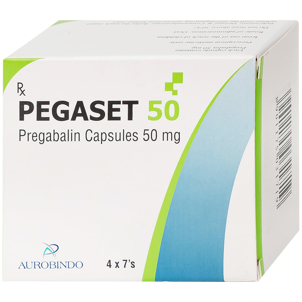 Hình ảnh Thuốc Pegaset 50 Aurobindo điều trị đau thần kinh, hỗ trợ động kinh cục bộ (4 vỉ x 7 viên)