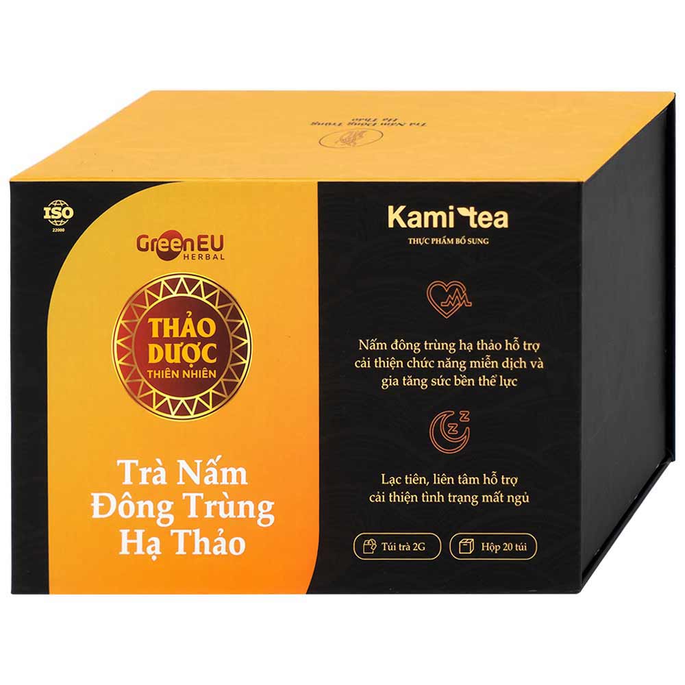 Trà Thảo Dược Nấm Đông Trùng Hạ Thảo Kami Tea 2g hỗ trợ cải thiện chức năng miễn dịch (20 túi)