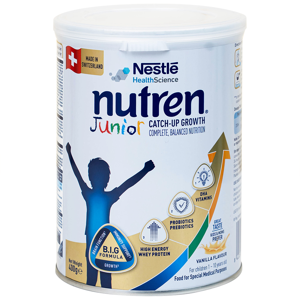 Sữa bột Nutren Junior 400g Nestlé bổ sung hoặc thay thế bữa ăn hàng ngày cho trẻ suy dinh dưỡng