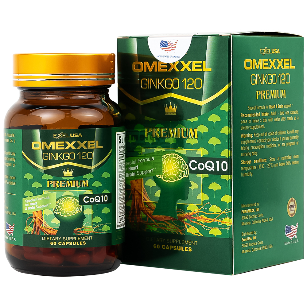 Viên uống Omexxel Ginkgo 120 Premium Omexxel hỗ trợ tốt cho não và tim mạch (60 viên)