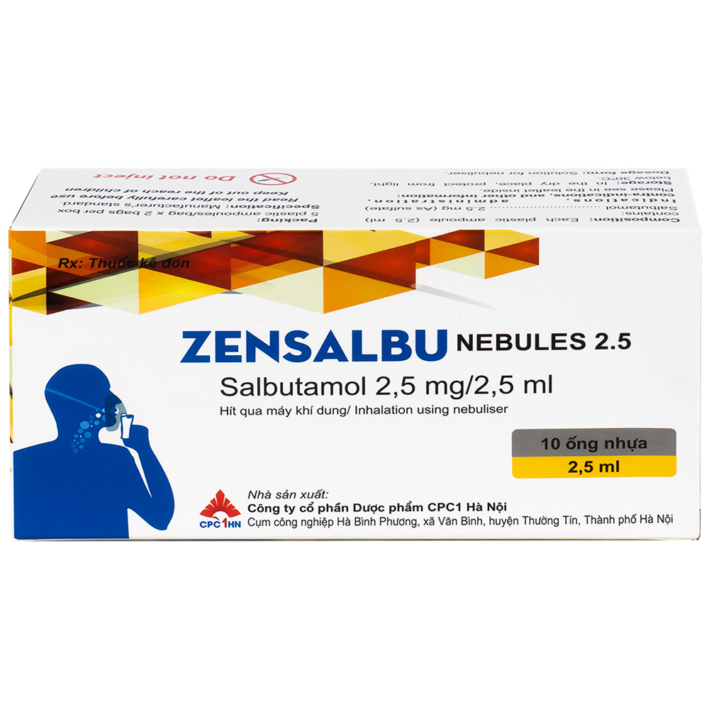 Hình ảnh Thuốc Zensalbu 2.5mg CPC1HN kiểm soát co thắt phế quản mạn, điều trị hen nặng cấp tính (2 vỉ x 5 ống)