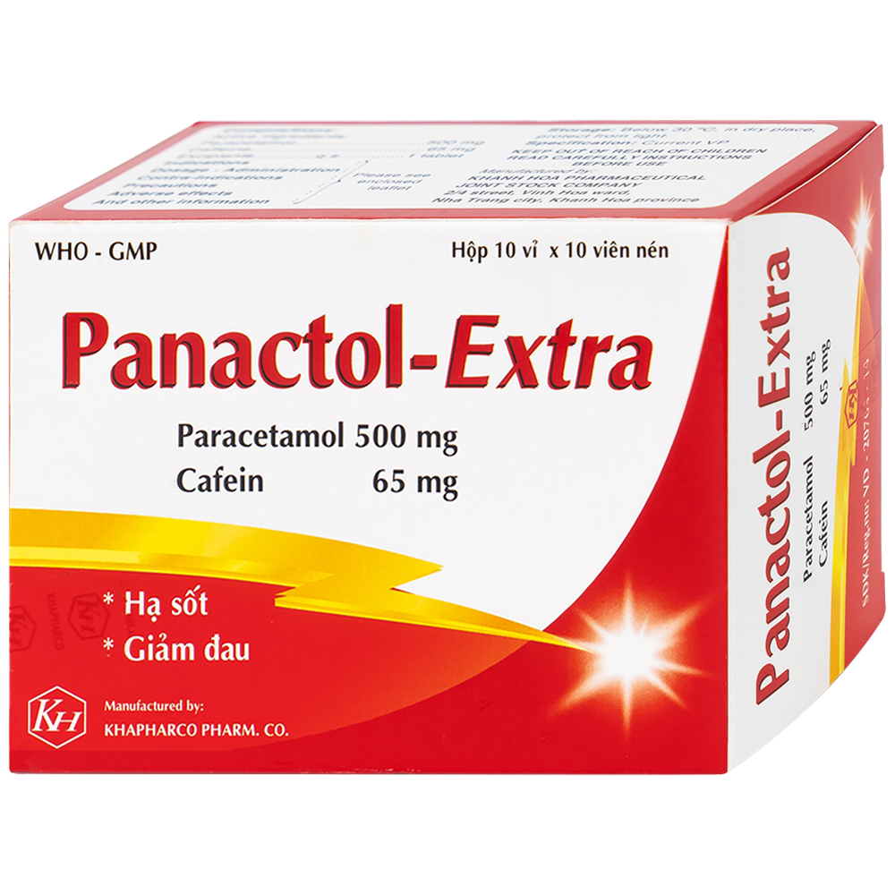 Hình ảnh Viên nén Panactol Extra Khapharco hạ sốt, giảm đau (10 vỉ x 10 viên)