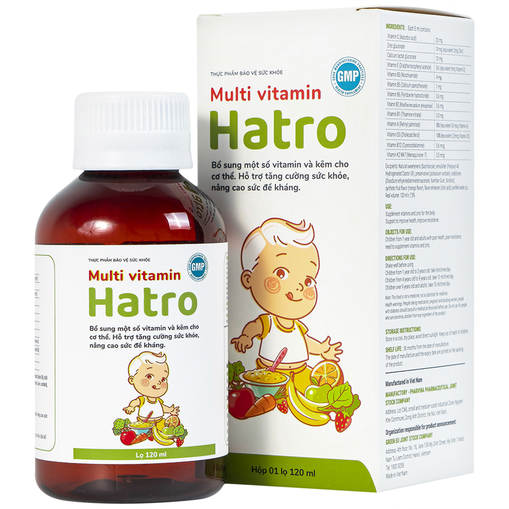 Siro Multi Vitamin Hatro hỗ trợ tăng cường sức khỏe, nâng cao sức đề kháng (120ml)