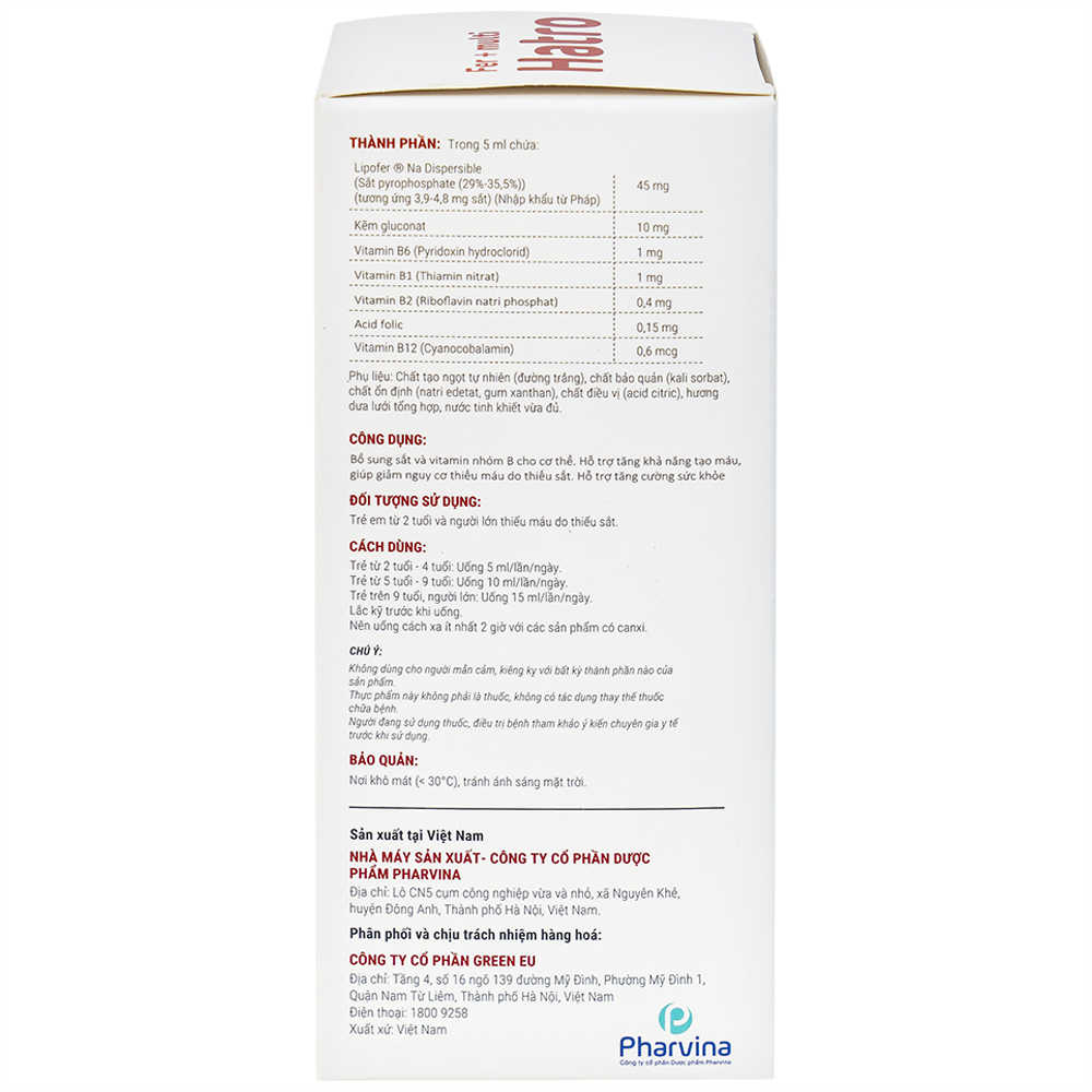 Hình ảnh Siro Fer + Multi Hatro bổ sung sắt và Vitamin nhóm B cho cơ thể (120ml)