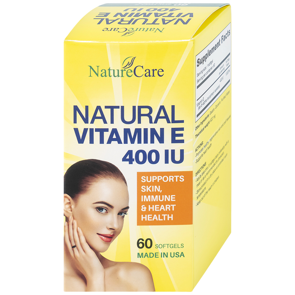 Viên uống Natural Vitamin E 400IU Naturecare cải thiện sức khỏe da và phục hồi da (60 viên)