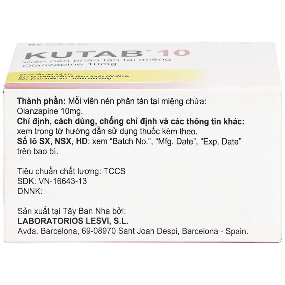 Hình ảnh Thuốc Kutab 10 Levis điều trị tâm thần phân liệt, giai đoạn hưng cảm vừa đến nặng (12 vỉ x 7 viên)