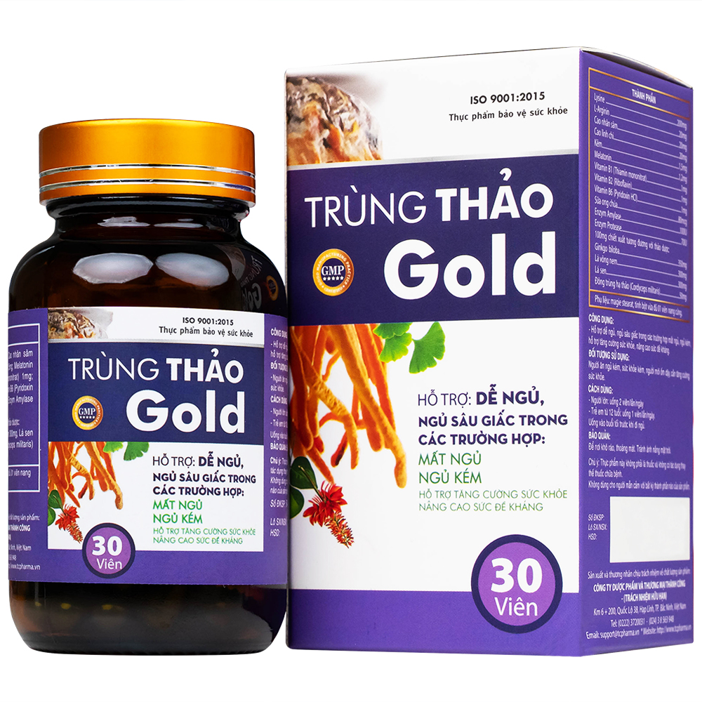 Viên uống Trùng Thảo Gold Thành Công hỗ trợ dễ ngủ, ngủ sâu giấc (30 viên)