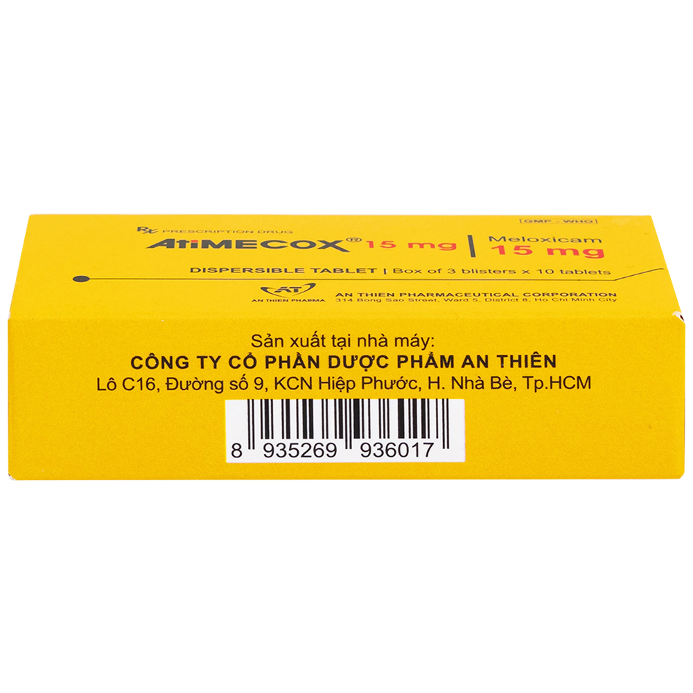 Hình ảnh Thuốc Atimecox 15mg An Thiên giảm các dấu hiệu và triệu chứng của viêm xương khớp (3 vỉ x 10 viên)