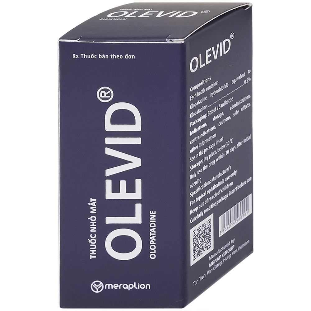 Hình ảnh Thuốc nhỏ mắt Olevid Olopatadine 5ml Merap điều trị triệu chứng ngứa mắt của bệnh viêm kết mạc dị ứng