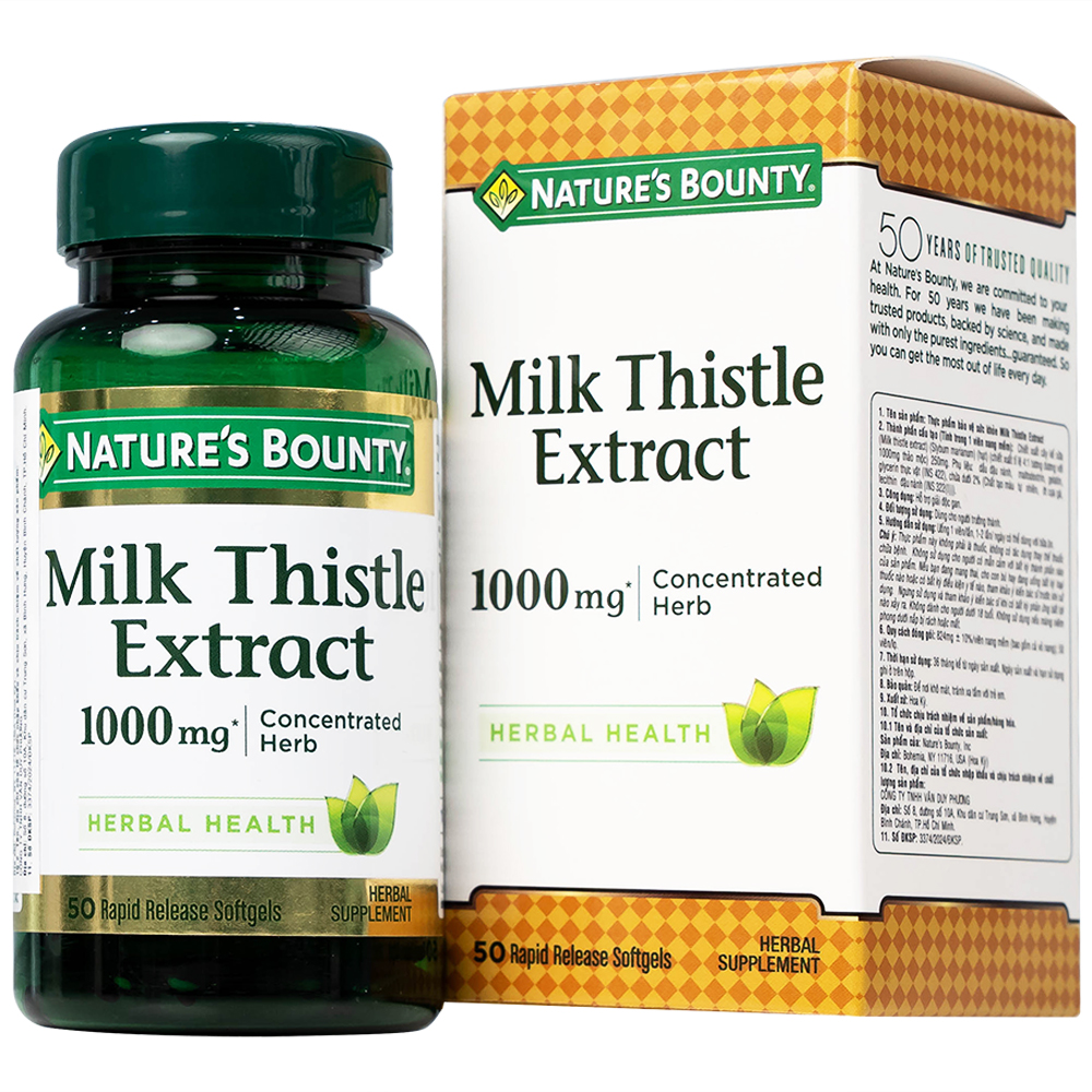 Viên uống Milk Thistle Nature's Bounty hỗ trợ tăng cường chức năng gan, bảo vệ gan (50 viên)