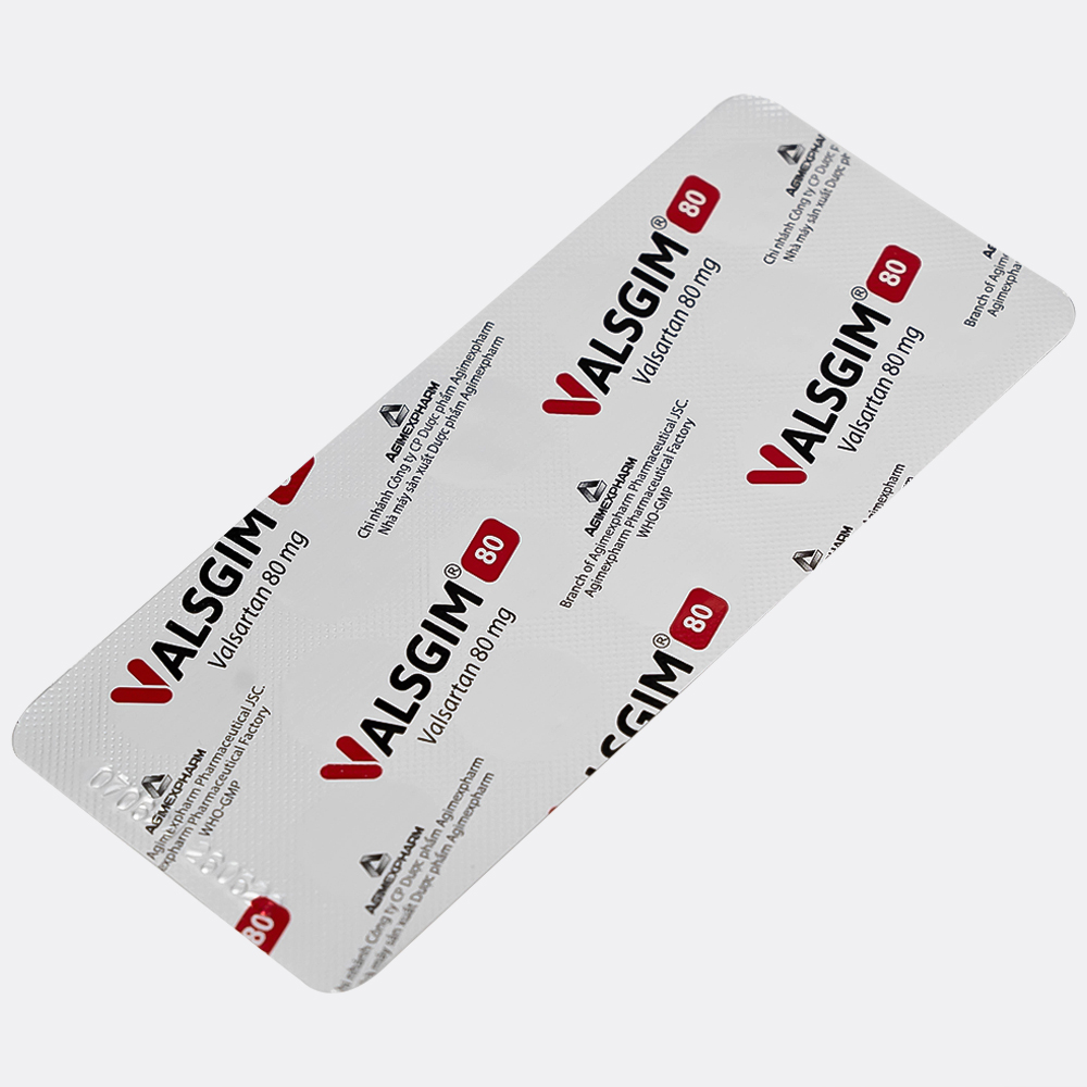 Hình ảnh Thuốc Valsgim 80 Agimexpharm điều trị tăng huyết áp, suy tim (2 vỉ x 14 viên)