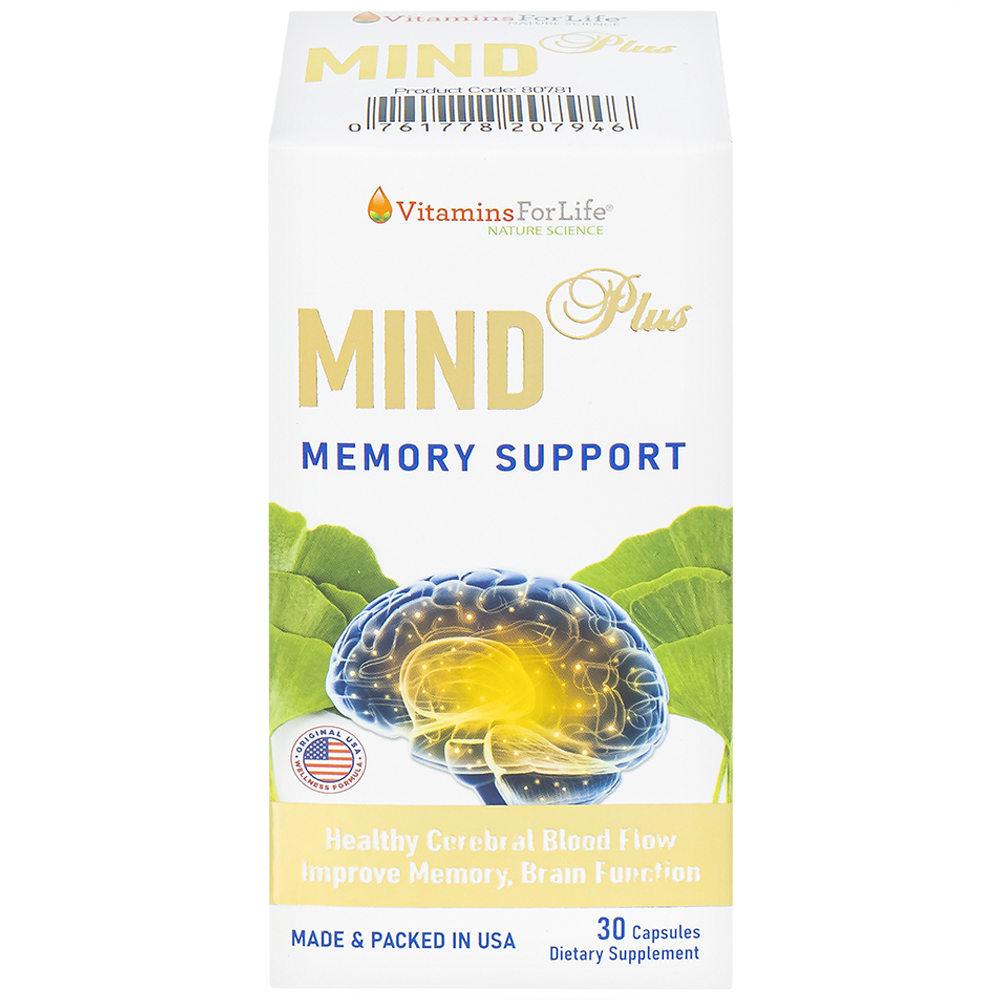 Hình ảnh Viên uống Mind Plus Vitamins For Life tăng cường tuần hoàn não, cải thiện trí nhớ (30 viên) 