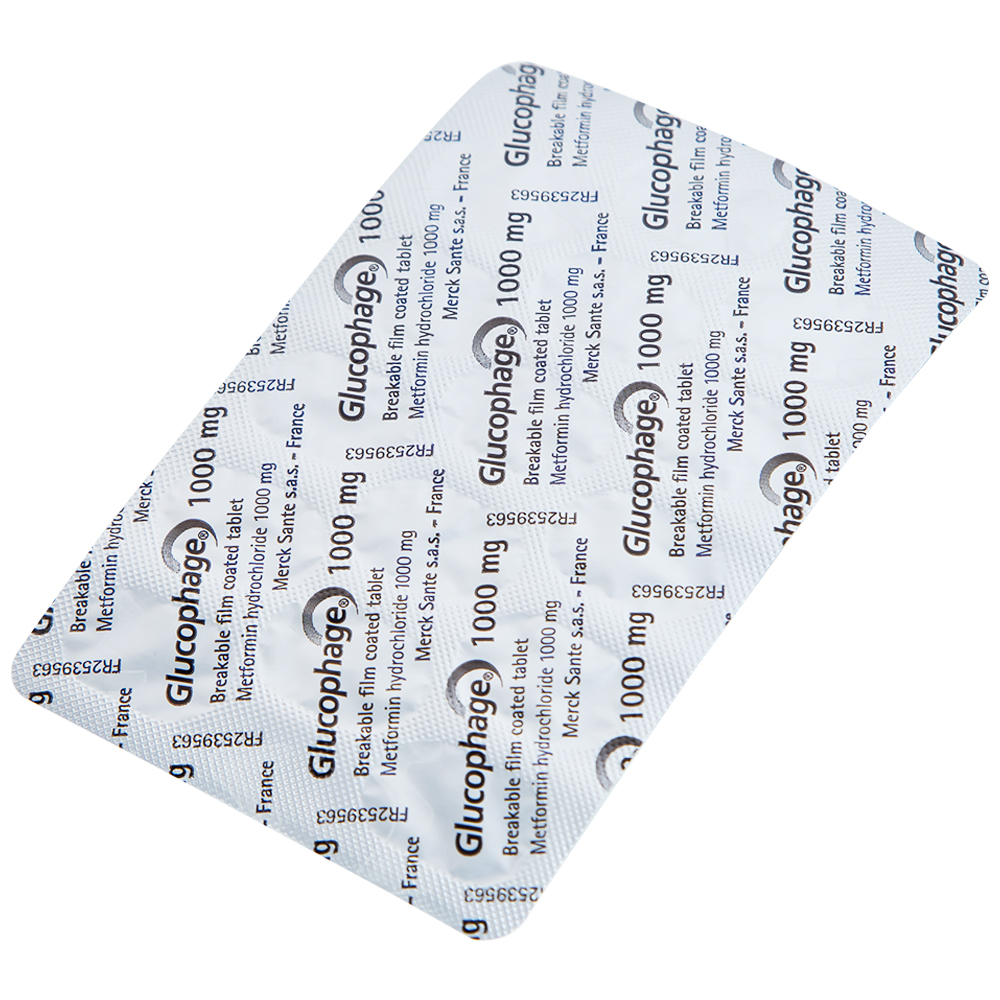 Hình ảnh Thuốc Glucophage 1000mg Merck điều trị đái tháo đường típ 2 (2 vỉ x 15 viên)