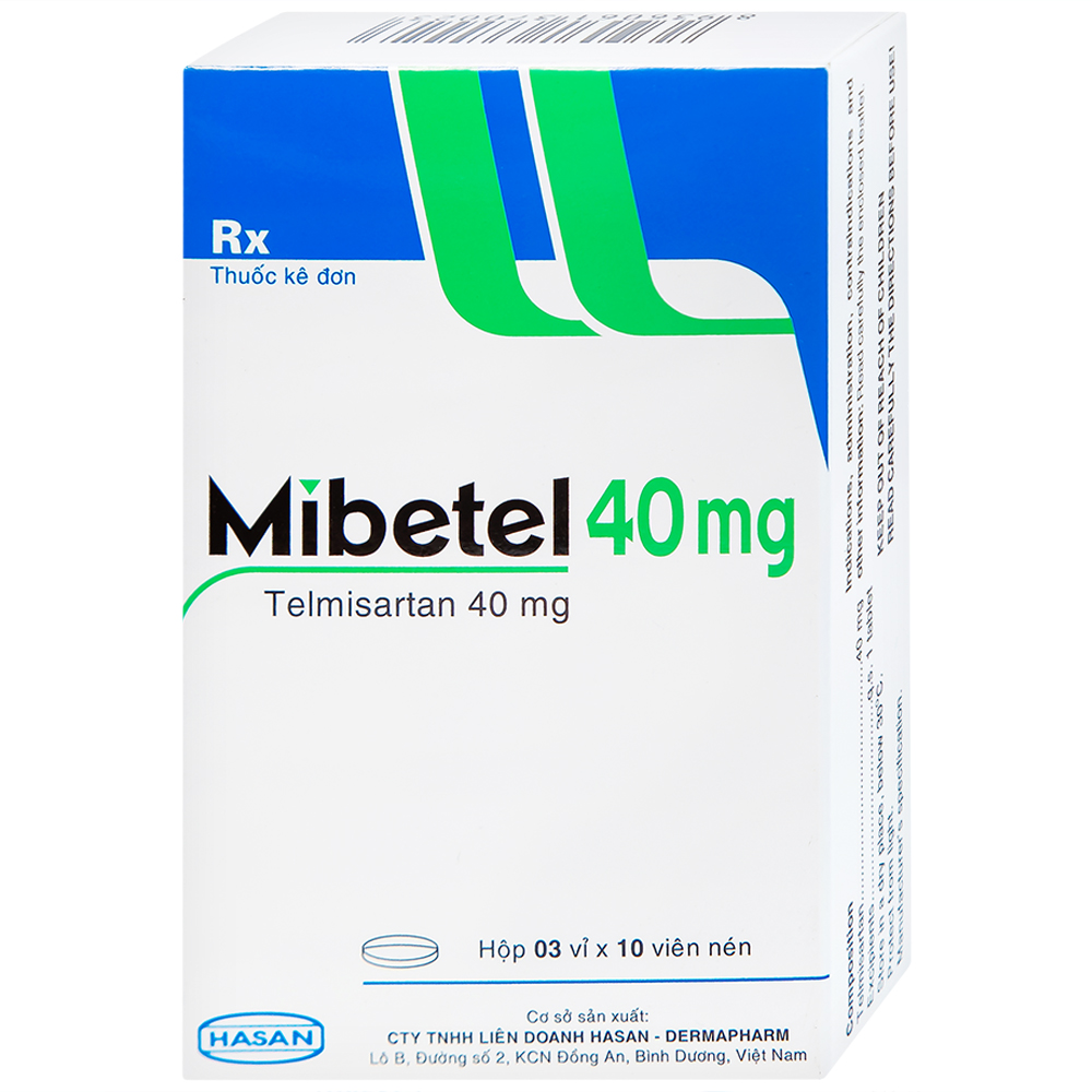 Hình ảnh Viên nén Mibetel 40mg Hasan điều trị tăng huyết áp (3 vỉ x 10 viên)