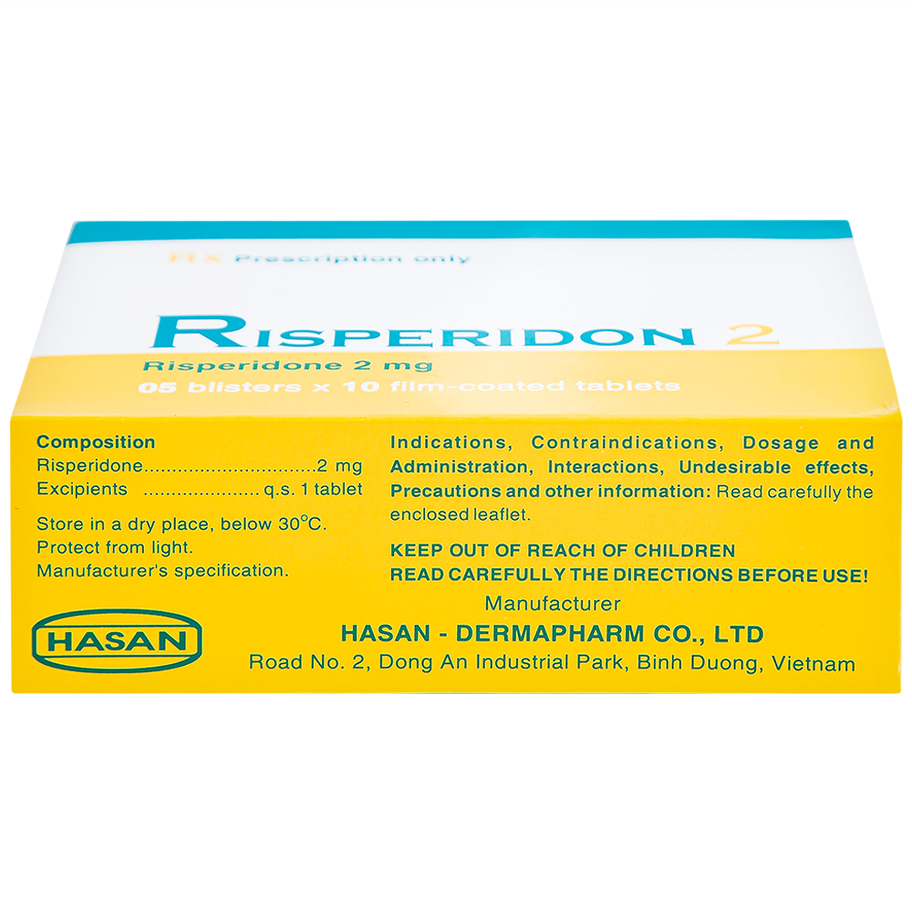 Hình ảnh Thuốc Risperidon 2 Hasan điều trị bệnh tâm thần phân liệt (5 vỉ x 10 viên) 