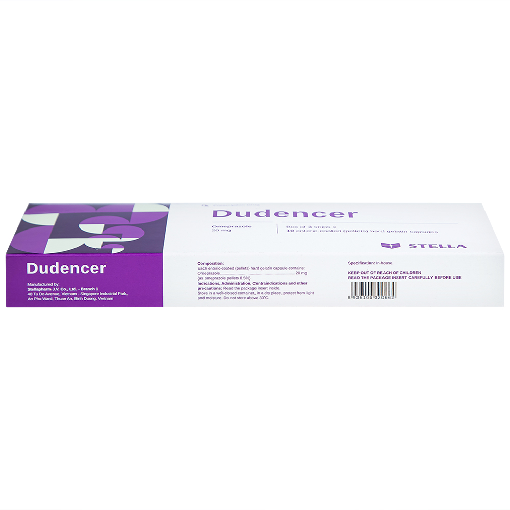 Hình ảnh Thuốc Dudencer Stella giảm triệu chứng khó tiêu do acid (3 vỉ x 10 viên)