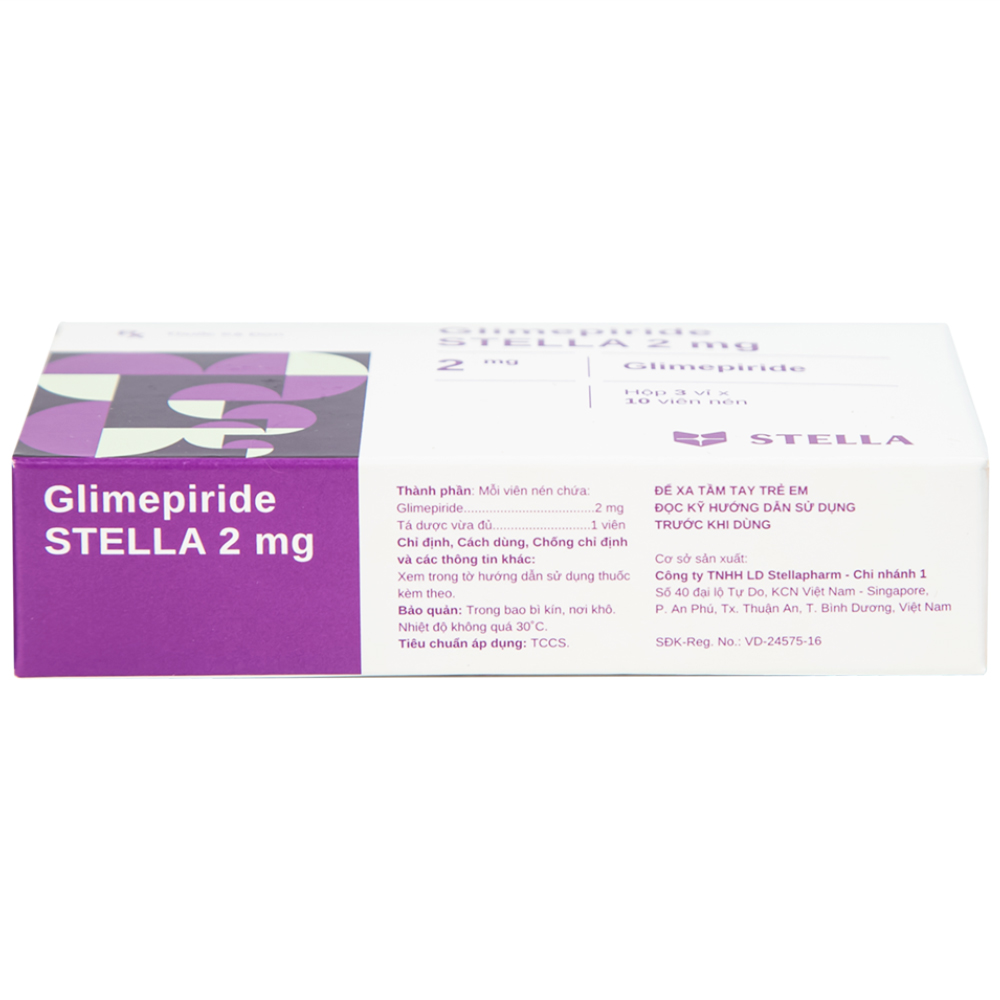 Hình ảnh Thuốc Glimepiride Stella 2mg kiểm soát đường huyết cao ở bệnh tiểu đường típ 2 (3 vỉ x 10 viên)