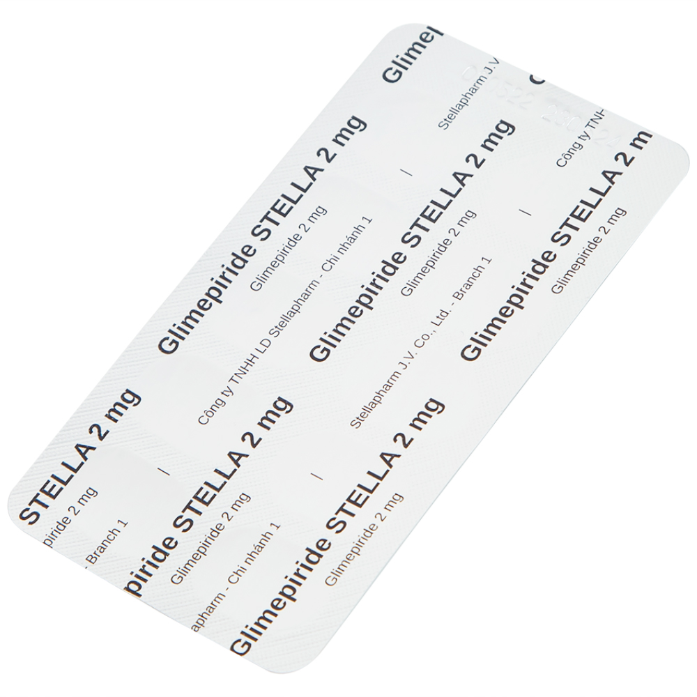 Hình ảnh Thuốc Glimepiride Stella 2mg kiểm soát đường huyết cao ở bệnh tiểu đường típ 2 (3 vỉ x 10 viên)