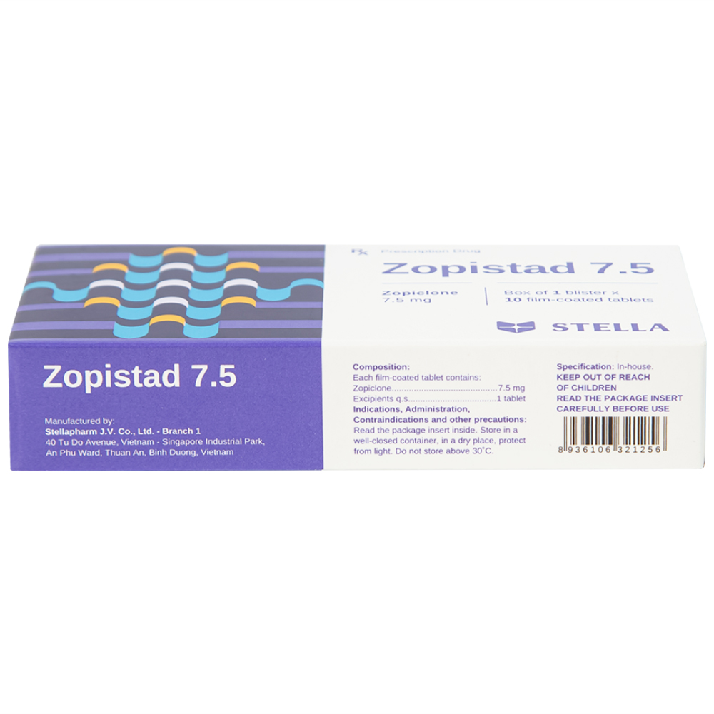Hình ảnh Thuốc Zopistad 7.5 Stella hỗ trợ điều trị ngắn hạn chứng mất ngủ (1 vỉ x 10 viên)