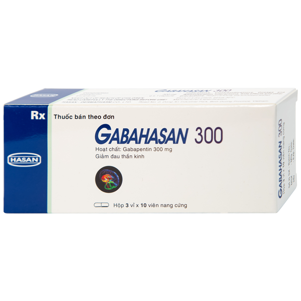 Hình ảnh Thuốc Gabahasan 300 Hasan điều trị hỗ trợ trong động kinh cục bộ, đau viêm dây thần kinh ngoại biên (3 vỉ x 10 viên)