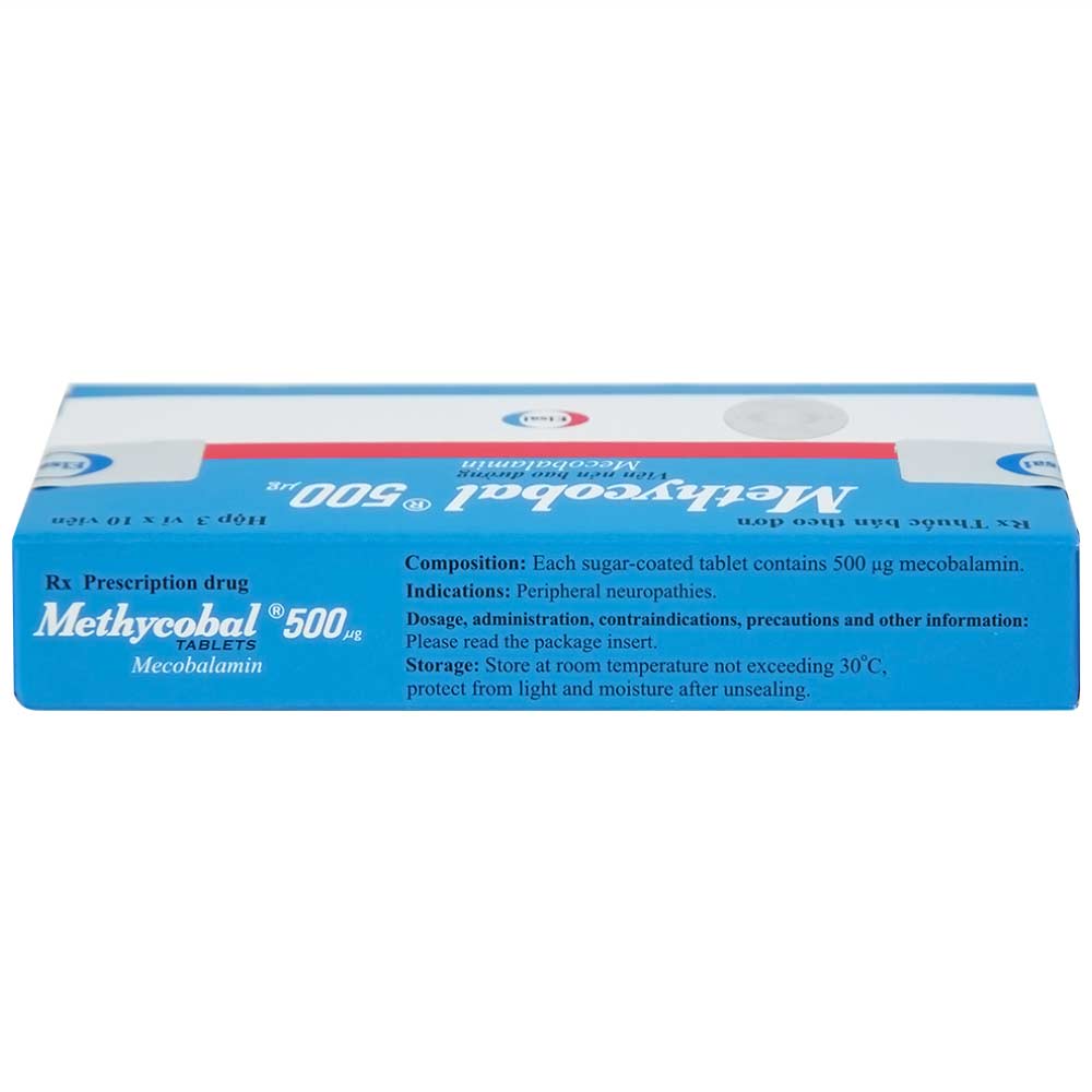 Hình ảnh Viên nén Methycobal 500µg Eisai điều trị bệnh lý thần kinh ngoại biên (3 vỉ x 10 viên)